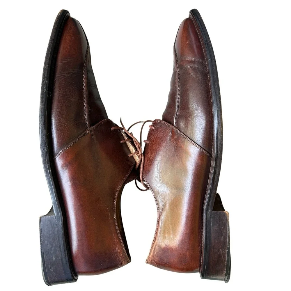 FOLIO New York Oxfords Dress Shoes Men's Size 11M‎ Brown Leather Split Toe Laces